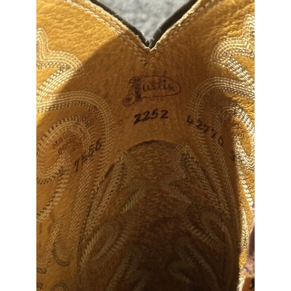 Justin Western Boots Style #2252 Bay Brown Leather Mens 7.5 EE Made In USA main image 7